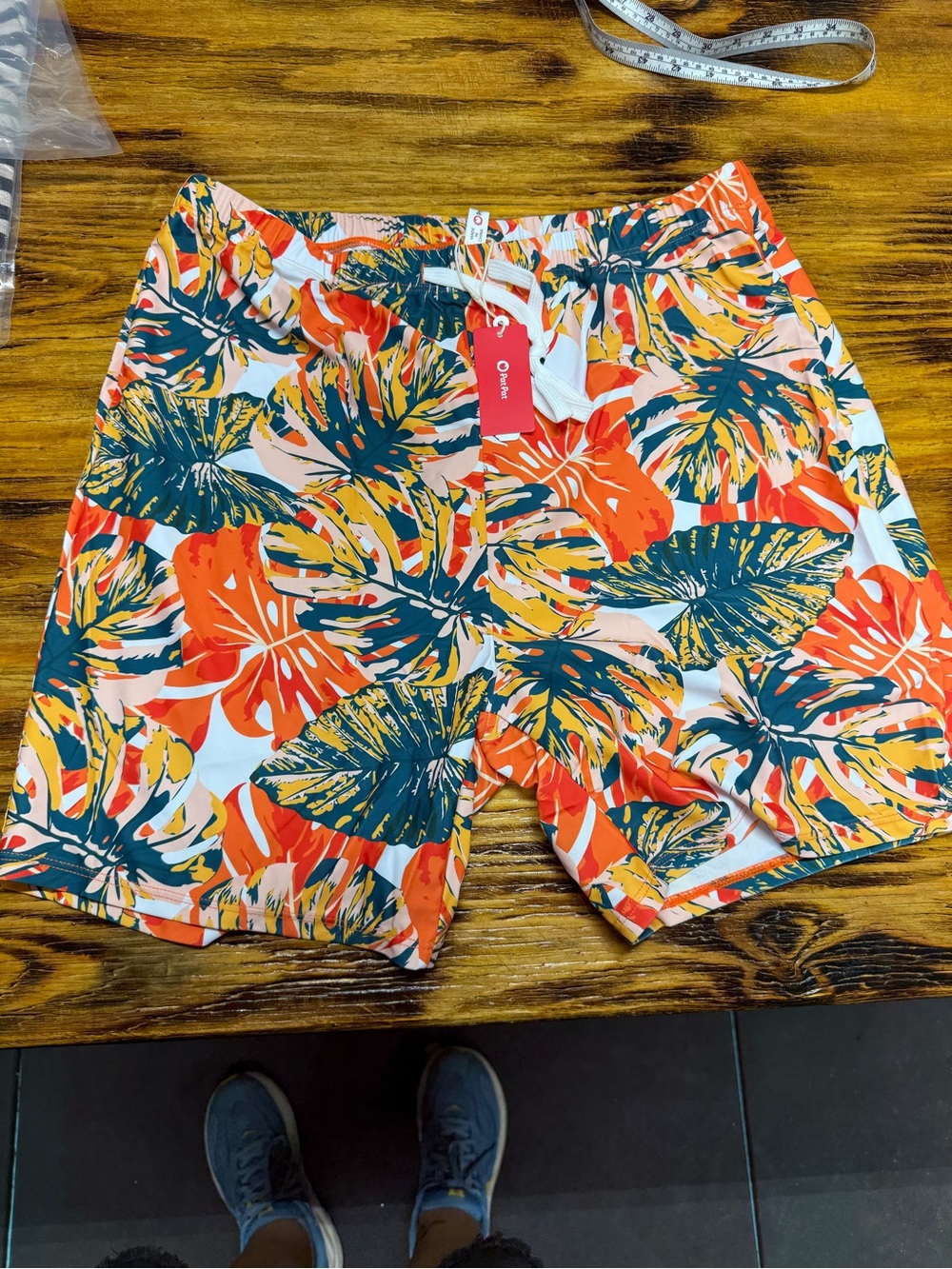 PatPat Men's Tropical Swim Trunks in Orange, Green & Yellow